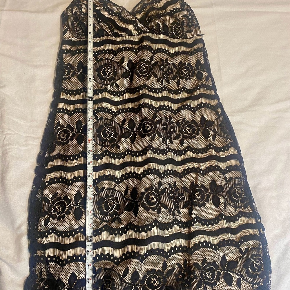 Chic Black and Cream Lace Dress
